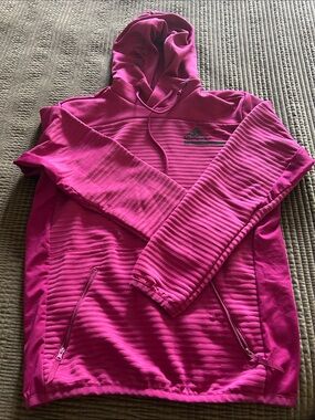 adidas Women's Hot Pink Hooded Pullover Sweatshirt